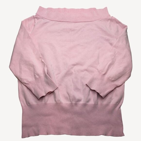 Isaac Mizrahi Womens Pink Boat Neck Mock Turtleneck Knit Silk Blend Shirt Size L - Picture 1 of 10